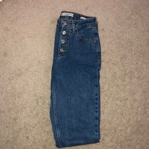 High waisted blue denim mom jeans